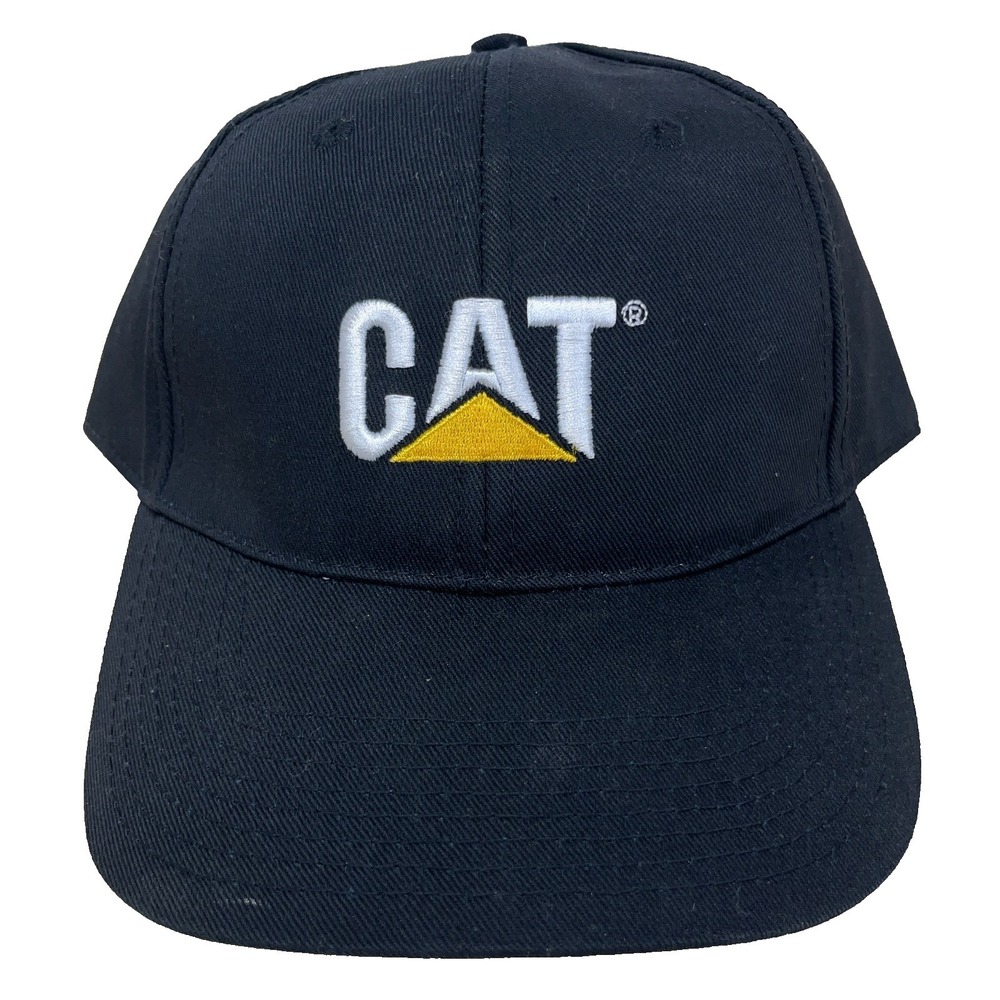 Vintage Caterpillar CAT Hat Cap Strap Back Dad Adjustable Black White Adult